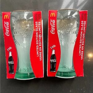COCA-COLA McDonald’s 2015 Edition Drink Glasses. Set Of 2. NEW In Packaging